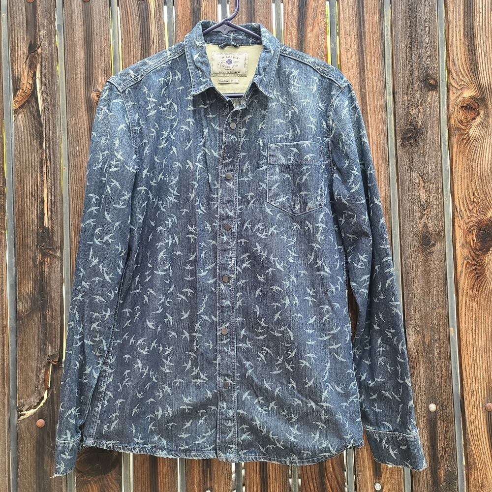 RARE Zara Man Million Doves Denim Jean Shirt L